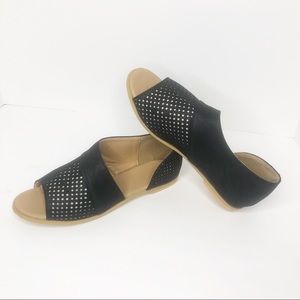 asymmetrical side cut out peep toe sandals slides